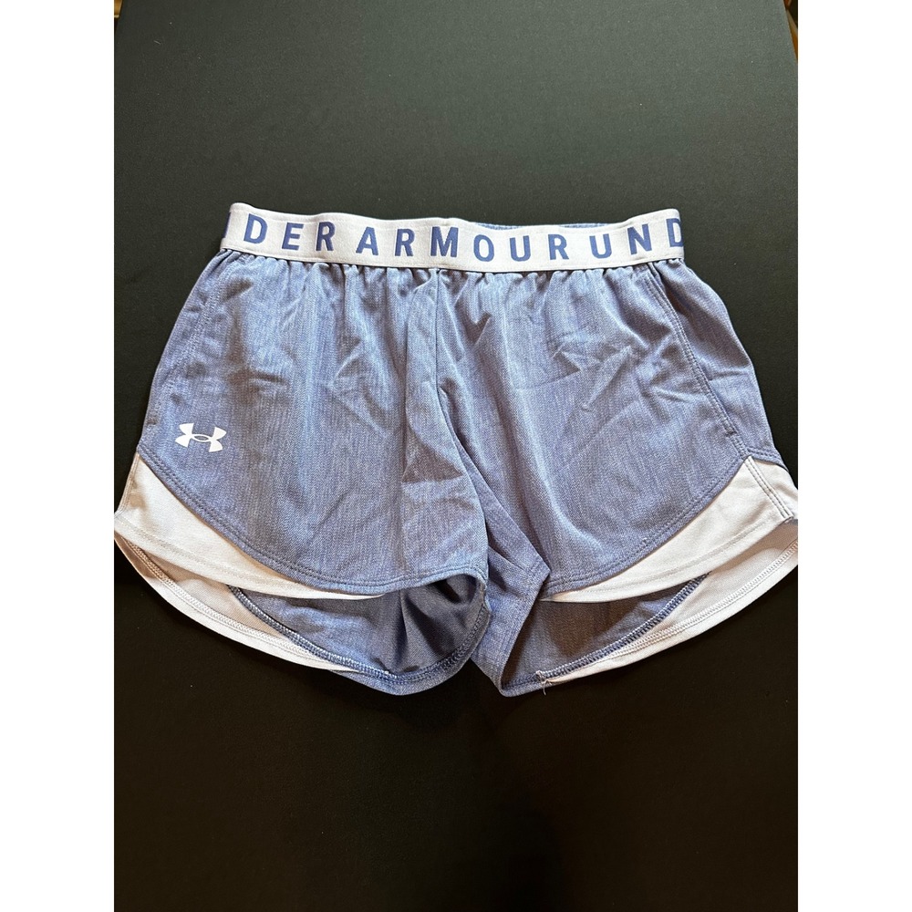 Under Armour Play Up 2.0 Shorts Blue Heathered Athletic Running Womens S 1349125